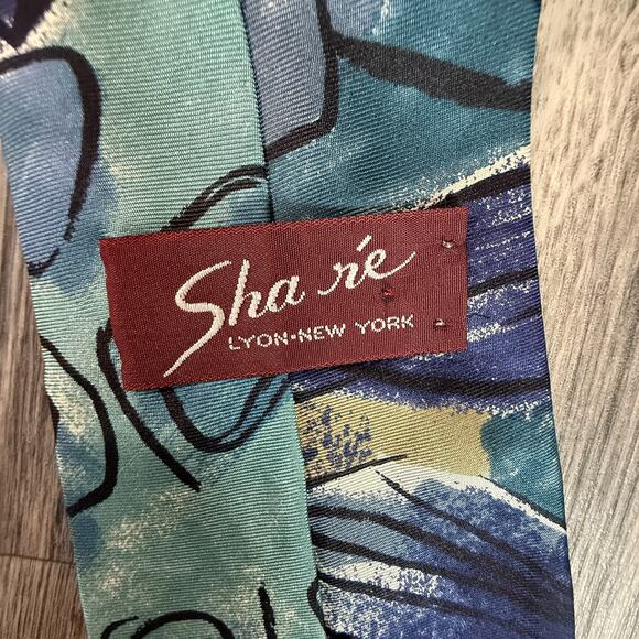 Men’s Silk Tie Sha r’e Lyon New York Handmade Italy Italian Flag Label - Picture 3 of 7